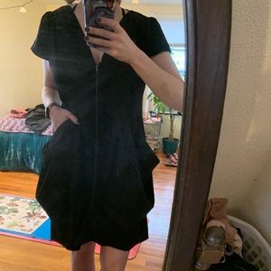 Plus size mini dress with bustled hemline